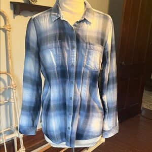 Blue Plaid Button-Up Shirt